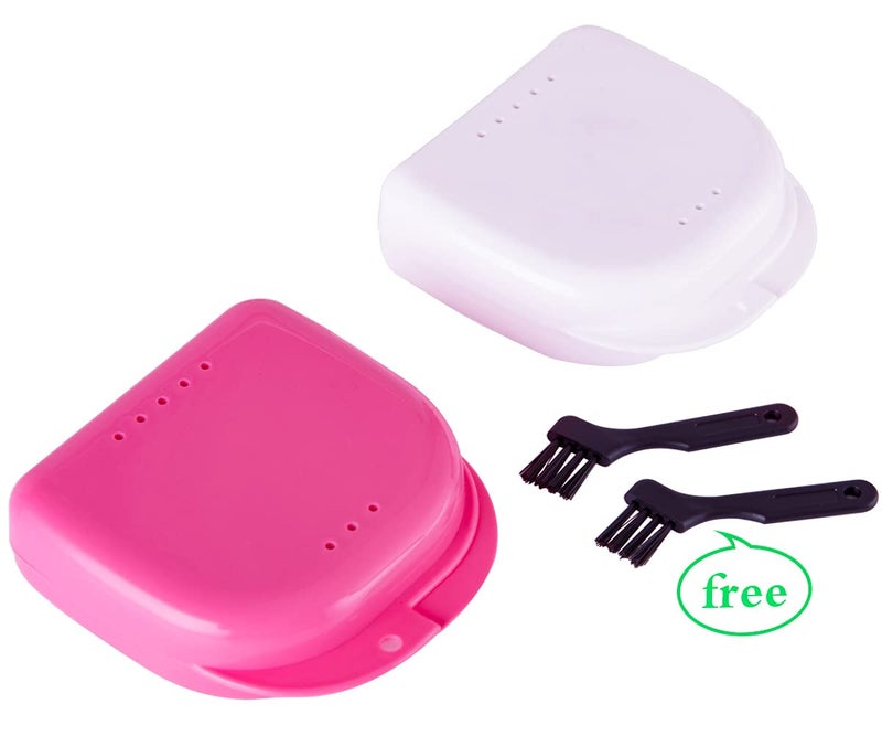 Ocircle Retainer Case with Mirror, Mouth Guard Case, Orthodontic Dental Retainer Box, Denture Storage Container, Comes with a free small brush, 2 Pieces - Image 3